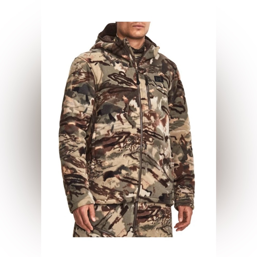 Under Armour UA RUT Windproof Scent Control Microfleece Forest Camo Jacket Large